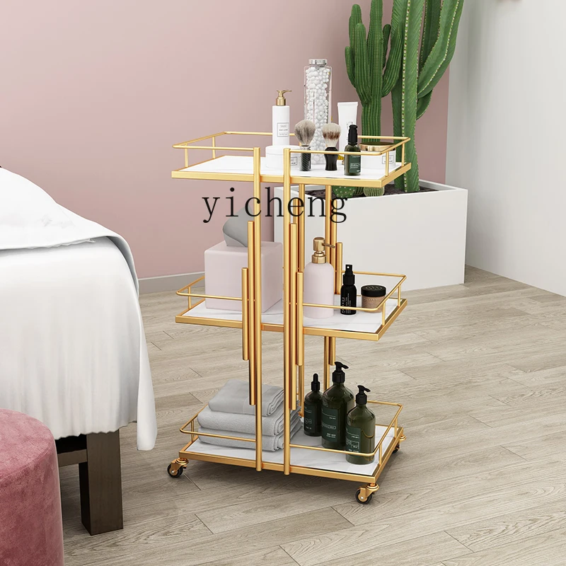 ZC fashionable and simple beauty salon cart head treatment pull foot bath shop three-layer mobile storage rack