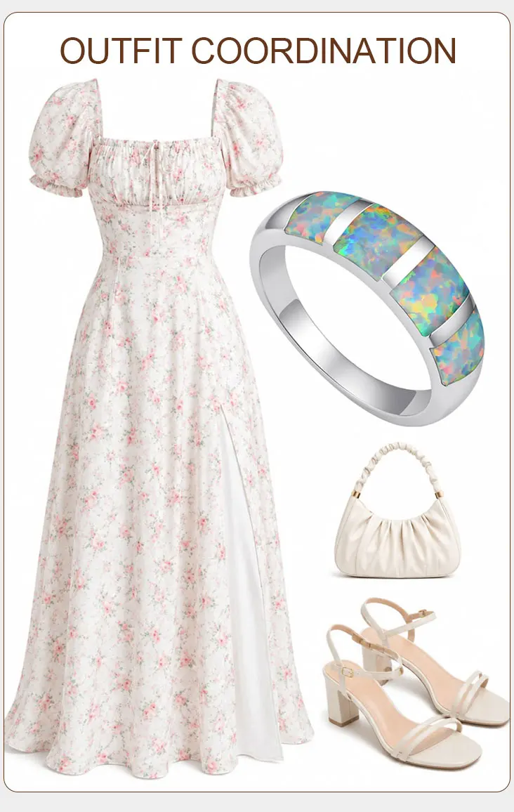 Vintage Opal-Kupferring für Damen und Herren, Gotischer Schmuck, Luxuriöses Hochzeits- und Verlobungsring-Set, Cocktail-Ringe als Geschenk für Sie – Detail 7