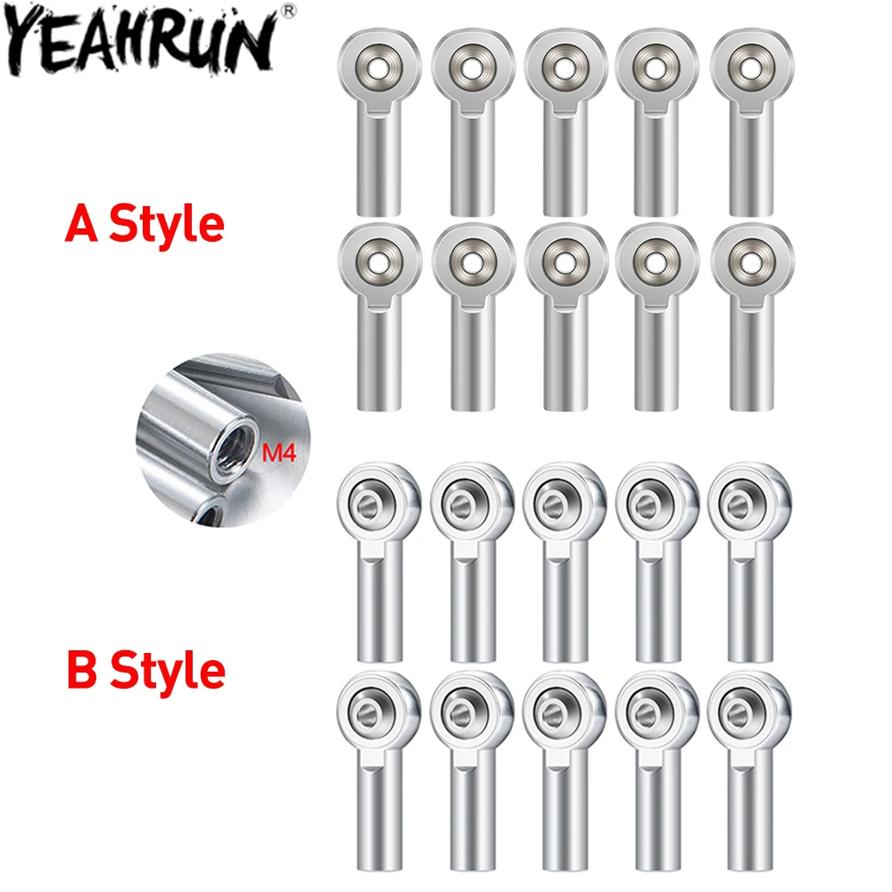 YEAHRUN 10Pcs Aluminum Alloy M4 Rod Ends Link Balls Head Linkage Joint for 1/10 Axial SCX10 RC Car Truck Buggy Upgrade Parts