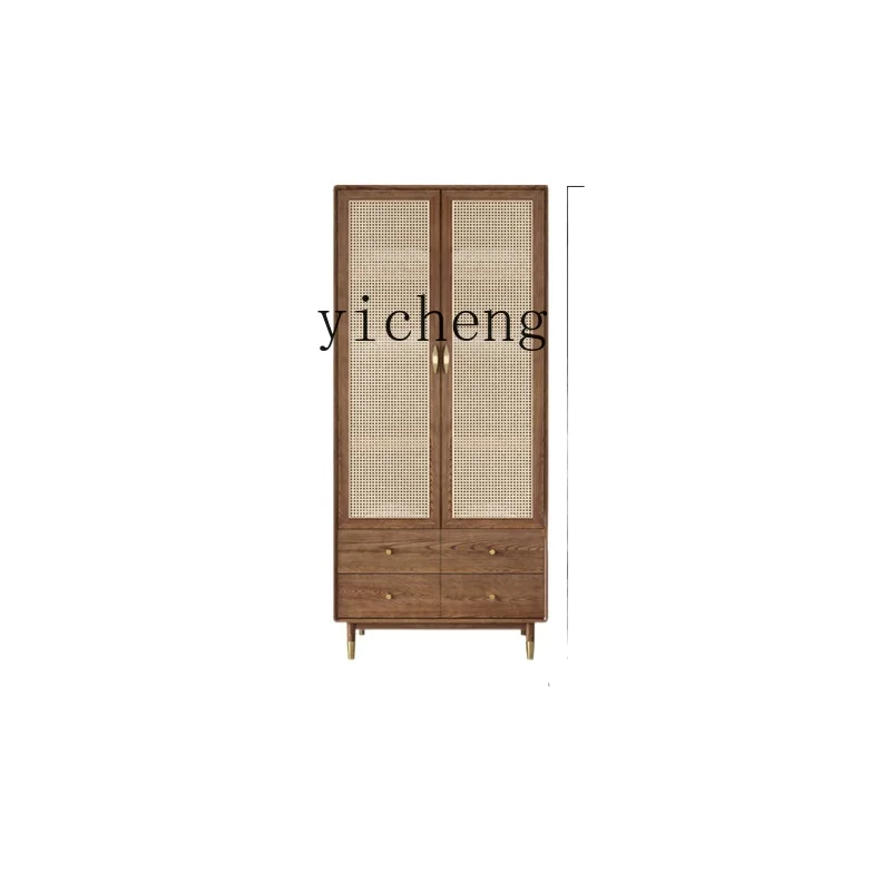 

YY Rattan Wardrobe Simple Small Apartment Household Ash Japanese Storage Cabinet