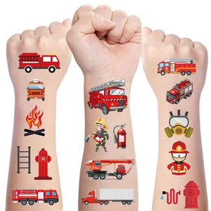 Dövmeler geçicidir, tematiktir, bir itfaiyeci, bir parti, bir itfaiye aracı, bir vücut ve bir yüz çıkartmalar, malzemeler, itfaiyeci, yıldönümü için iyilikler Havai fişek partisinin 6 büyük satışı - №4