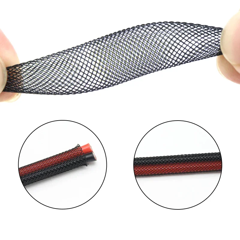 2-20m Single PET Expandable 3mm 4mm 6mm 8mm 10mm Nylon Braided Cable Sleeve USB Data Keyboard Cable Sheath Protector Wire Wrap