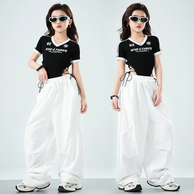 Teenager Hip Hop Kleidung Mädchen K-pop Crop Top Street Dance Cargo Hosen Kinder Streetwear Kinder Jazz Cheerleader Kleidung Set