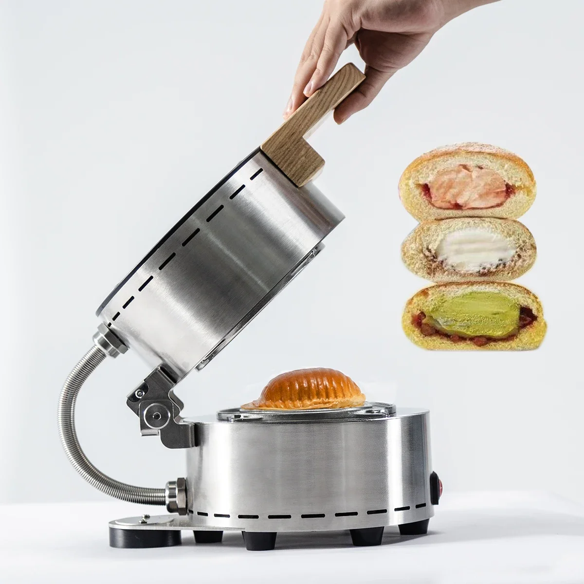 

Hot Snack Dessert Machine Ice Cream Italian Gelato Panini Press Sandwich Maker Heating Grill Round New Product 2024 220V China