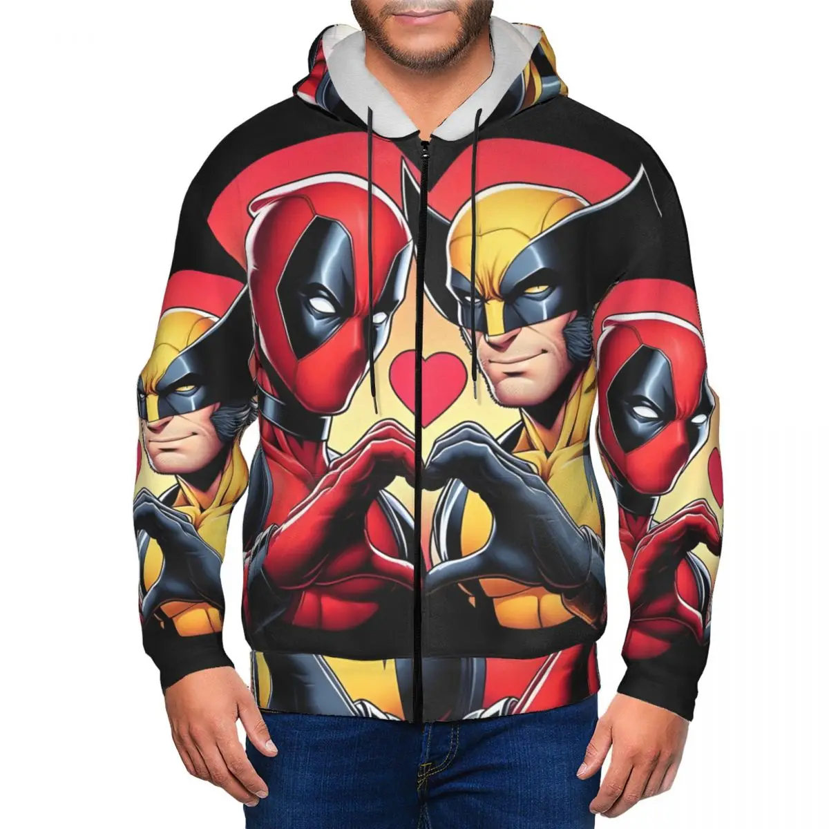 Deadpool Wolverine Men's Zipper Hoodie Marvel Boys Girls Hoodie 3D Printed Anime Jacket MINISO Men's Jacket New Men's Clothing