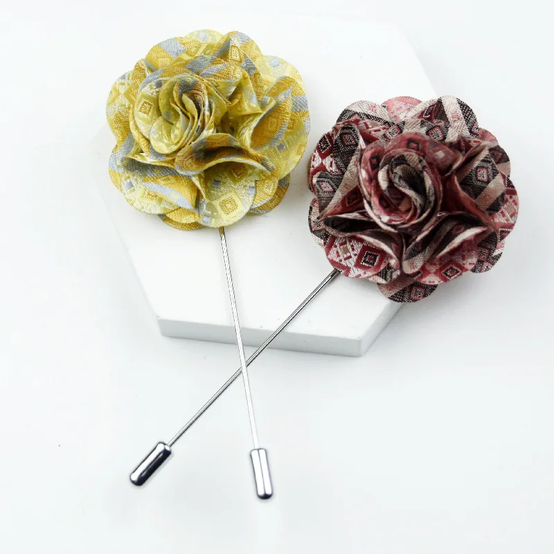 24 PCS/lot , New Arrival Mens Fabric Flower Lapel Pin, Boutonniere, Wedding Brooches