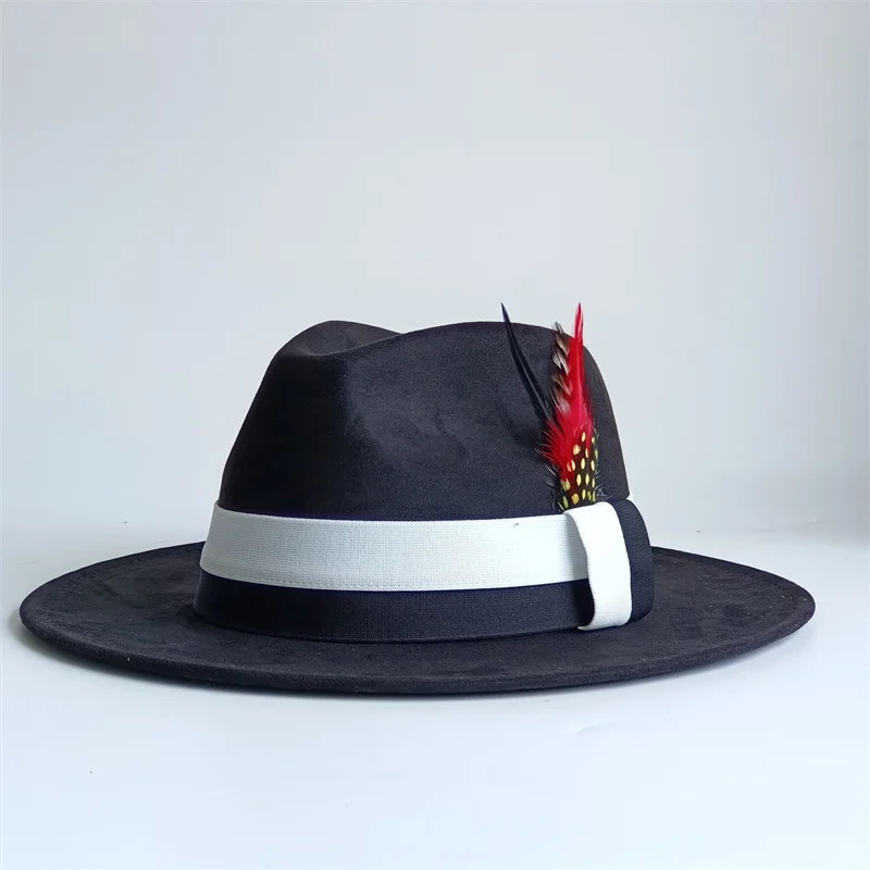Lastic Webbing Suede Hat 7CM New Autumn/Winter Collection Unisex Felt Fedora Hat Classic Church Hat Women's Cap
