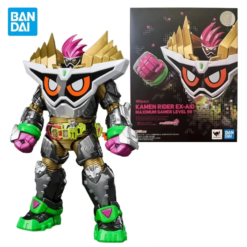 Em estoque original bandai s.h. figuarts kamen rider ex-aid máximo gamer nível 99 anime figura de ação modelo brinquedos presentes colecionáveis