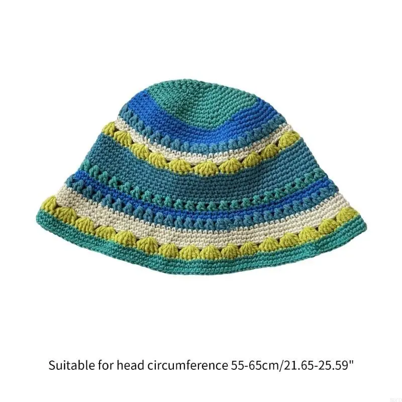M6CD السيدات الكروشيه اللون مطابقة قبعة الصياد واسعة حافة قبعة دلو قبعة Sunproof #6