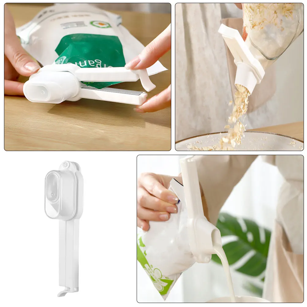 

2pcs Airtight Sealing With Pour Spout Reusable Clips For Snacks Tea Storage Plastic Clips With Spout Freshness Preservation