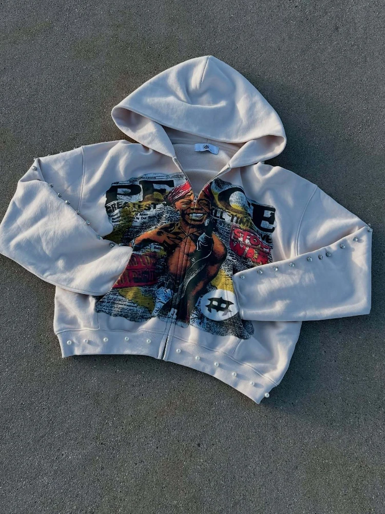 Y2k esthetische patroon print sweatshirt vintage punk gothic paar sweatshirt emo graffiti print parel ontwerp hoodie jaren 2000