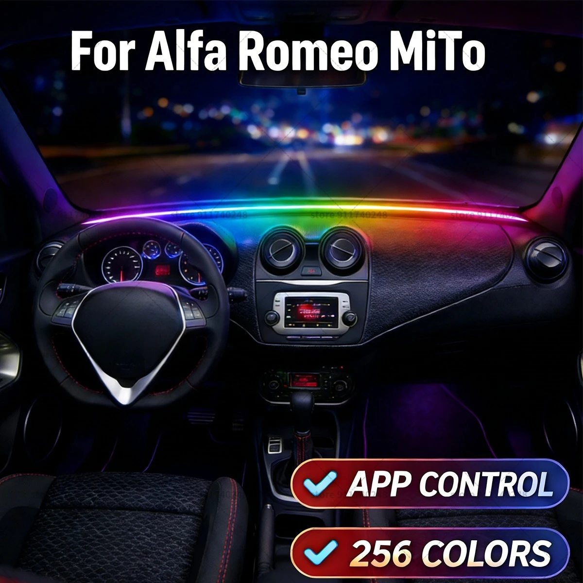 For Alfa Romeo MiTo  Automotive decoration light strip,colorful acrylic front windshield soundproofing strip,ambience light