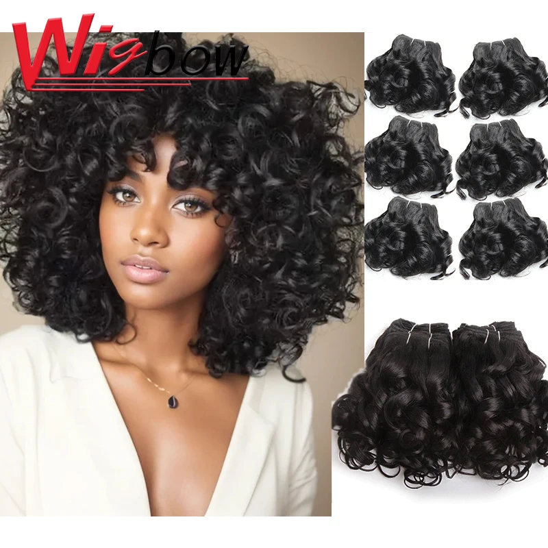 Tissage en Lot Brésilien Naturel Bouclé Ombré T1B30, Extensions de Cheveux Courts Colorés, pour Femme, 6 Lots