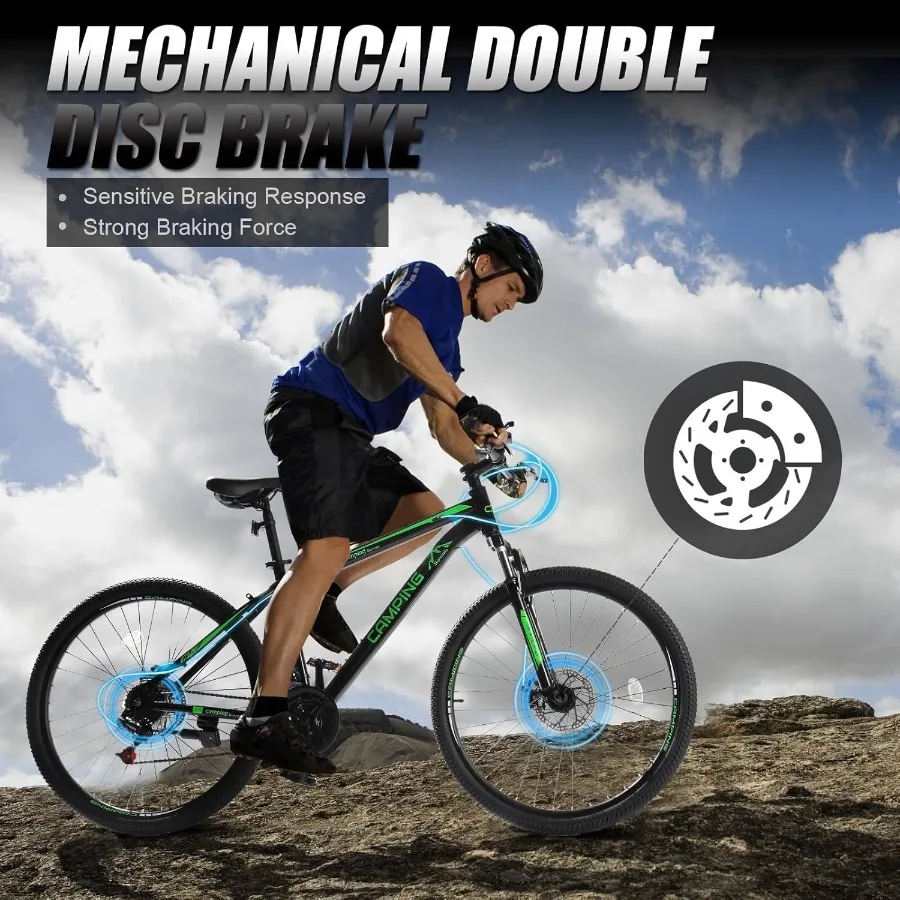 Sepeda Gunung 24 26 27.5 Inci Pria Wanita Sepeda Gunung dengan 21 Kecepatan Sepeda Dewasa Rem Cakram Ganda Garpu Suspensi dan Karbon Tinggi