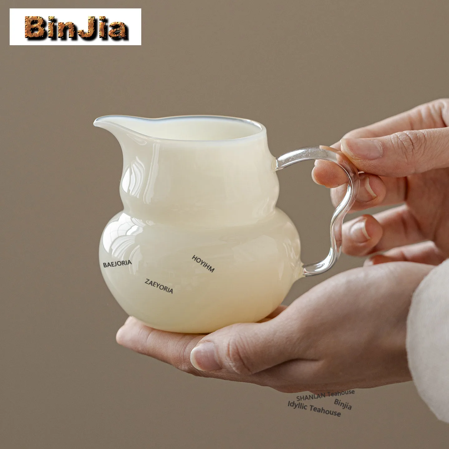 

210ml Milky White Jade High Borosilicate Glass Gourd Tea Pitcher Divide Tea Cha Hai Dispenser Justice Cup Fair Mug Cha craft