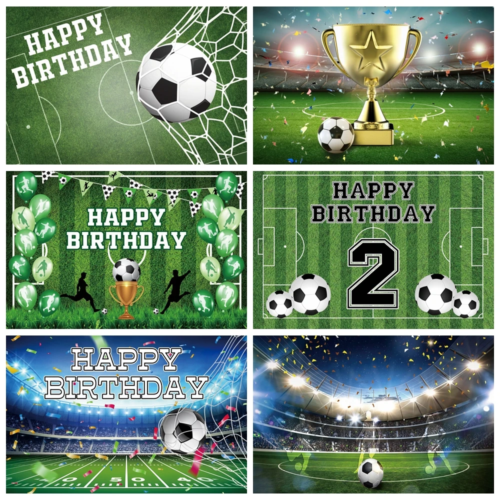 Football Birthday Backdrop Soccer Field Stadium Grassland Baby Boy Portrait Photo Background Cake Table Banner Photography Props