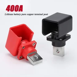 400A Lithium Battery Terminal Block 600V Pure Copper Through Wall High Current New Energy Storage Connector Red/Black