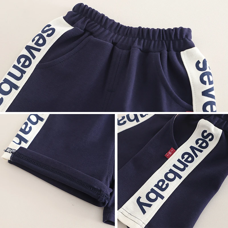 Summer Baby Boys Clothing Sets Kids Cotton Letter Lapel Shirt Shorts 2Pcs Suit for Kids Casual Outfits Toddler Children Clothes