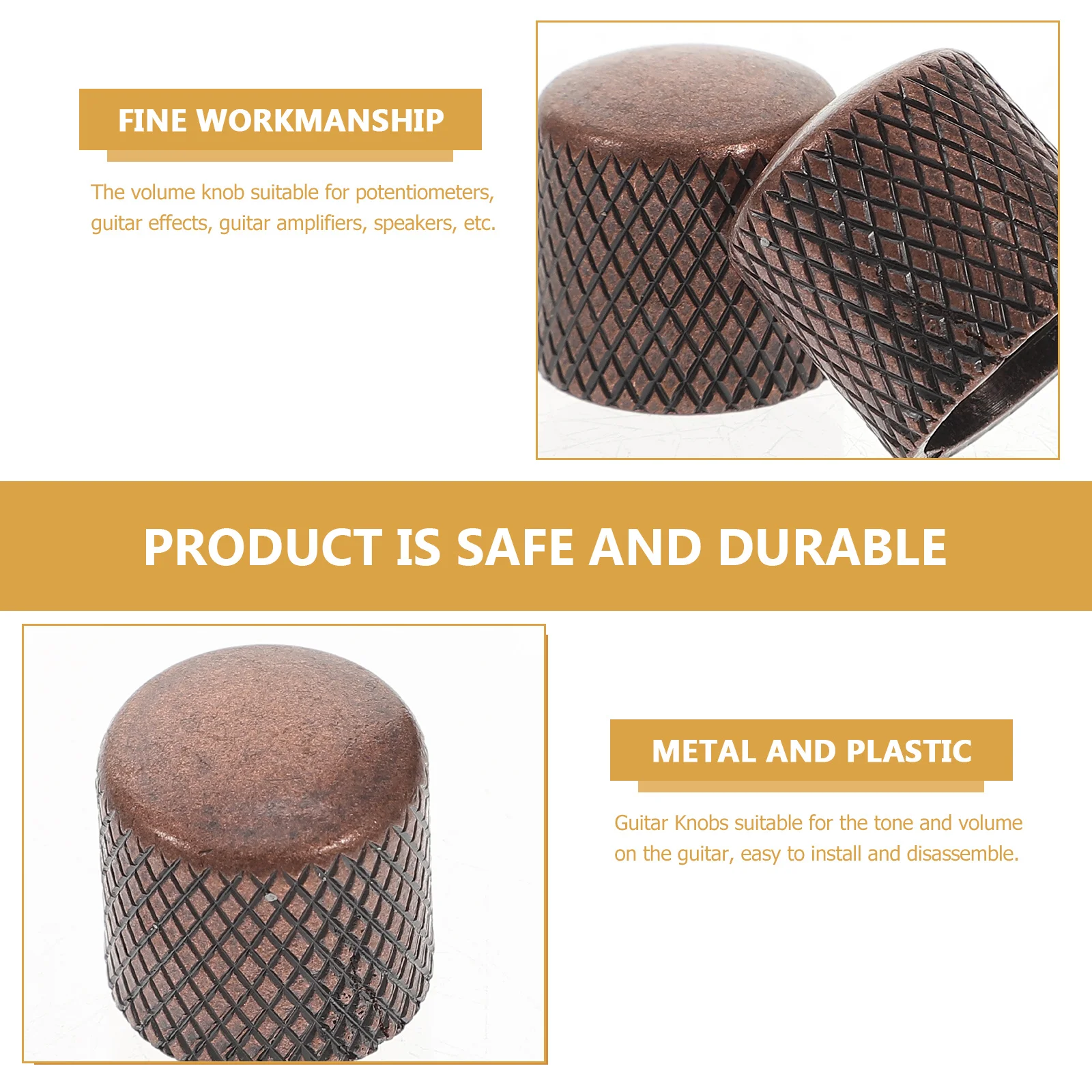 Boutons de Volume de guitare professionnels en métal, 4 pièces, pour contrôle de tonalité, pièces d'amplificateur de basse de guitare électrique, bouton de contrôle du Volume