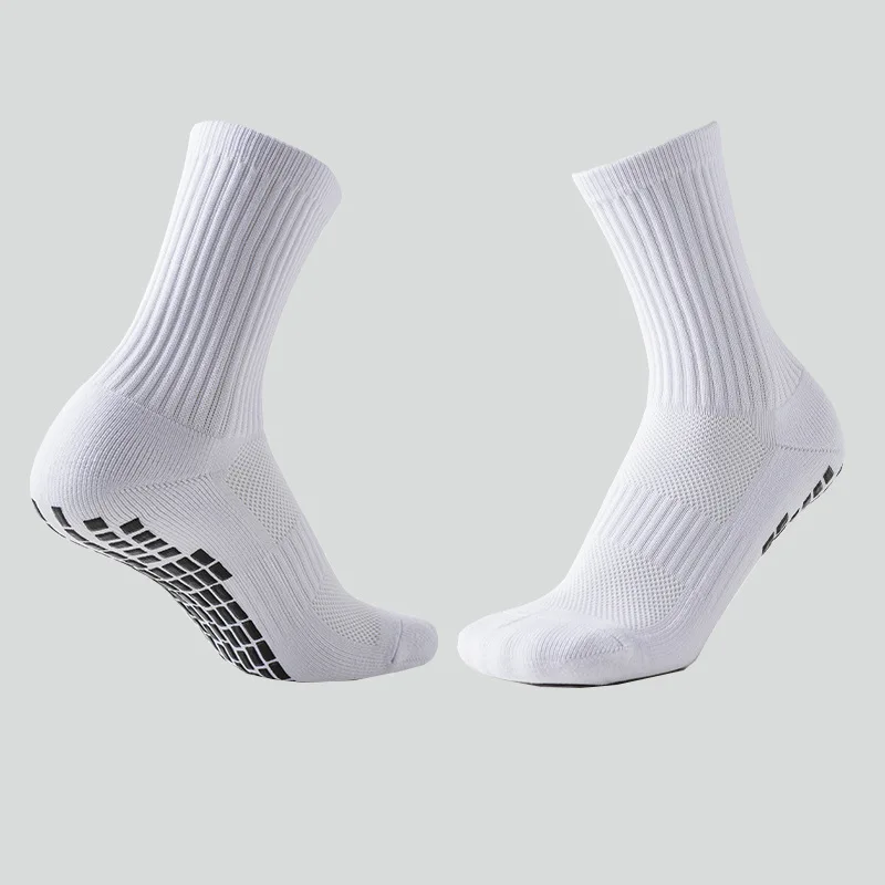 Solid Color Anti Slip Soccer Socks with Adhesive Shock-absorbing Wear-resistant Towel Bottom Sports Basketball Socks for Men