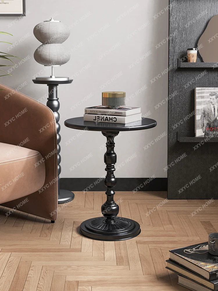 Sofa Side Table High-Grade Artistic Sense Middle-Ancient Iron Art Corner Table Silence Wind Black Balcony round Table