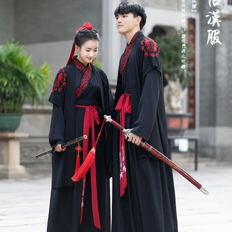 

Ancient Traditional Hanfu Women Men Couple Festival Stage Performance Folk Dance Cosplay Costume Oriental Swordsman Outfits