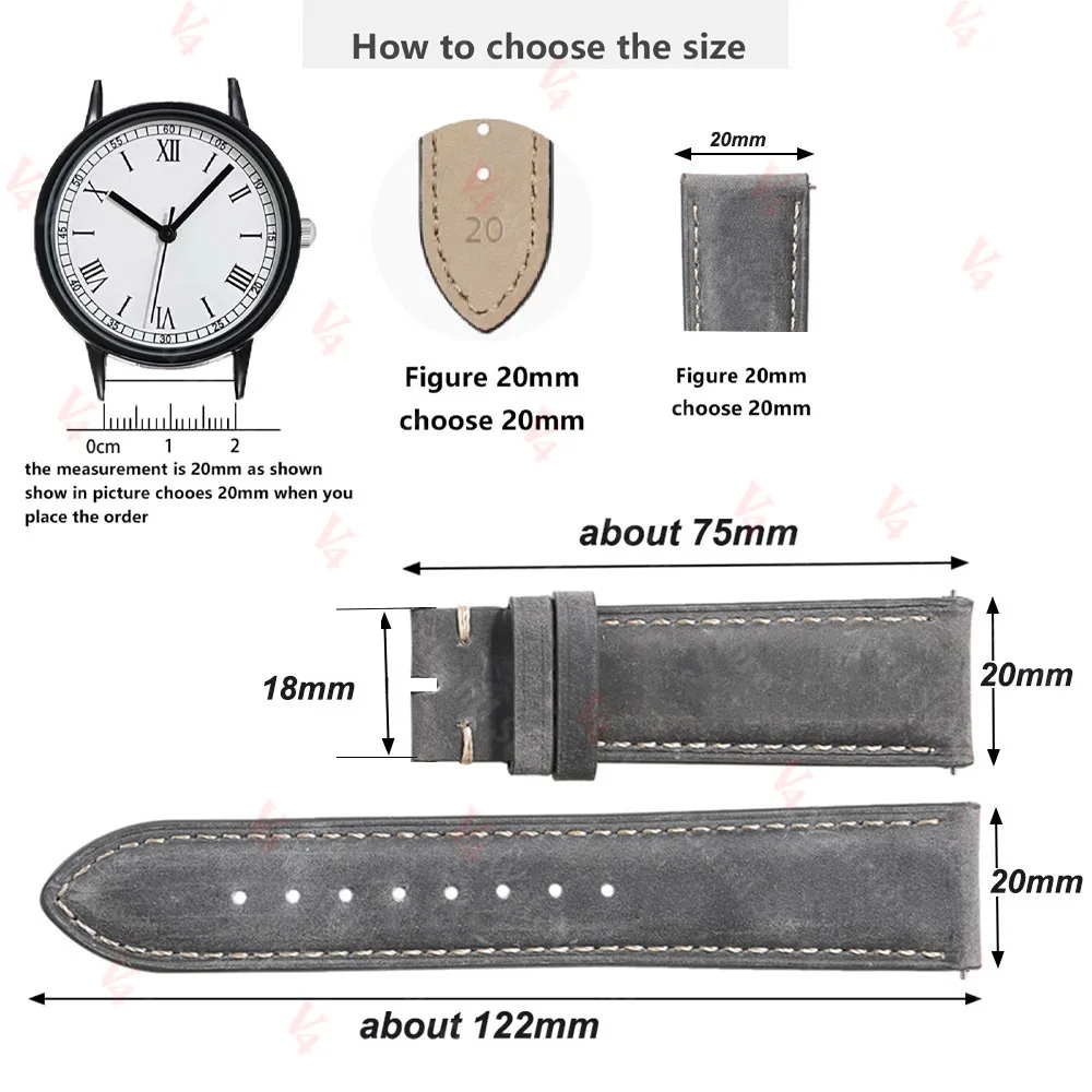 Genuine Cowhide Watchband 14/16/18/20/22/24mm for Omega Business Watch Band for Seiko Butterfly Buckle Stitching Brown Strap view 6