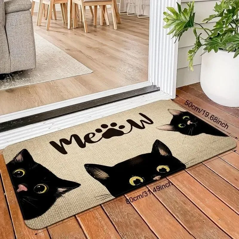 

Cat Pattern Welcome Entrance Door Mat Outdoor Front Doormat Room Rugs Hallway Washable Home Decor Living Room Non-slip Floor Mat