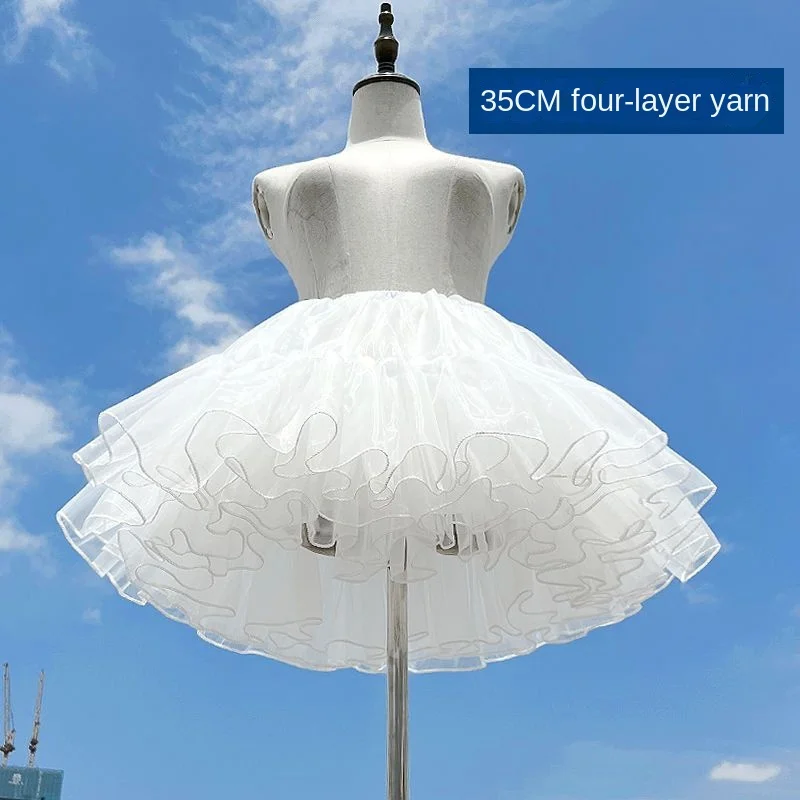 Women Petticoats Four Layers Carmen Violent Lolita Skirt Support Daily Boneless Soft Yarn Underskirt Cosplay Clouds Fluffy Skirt