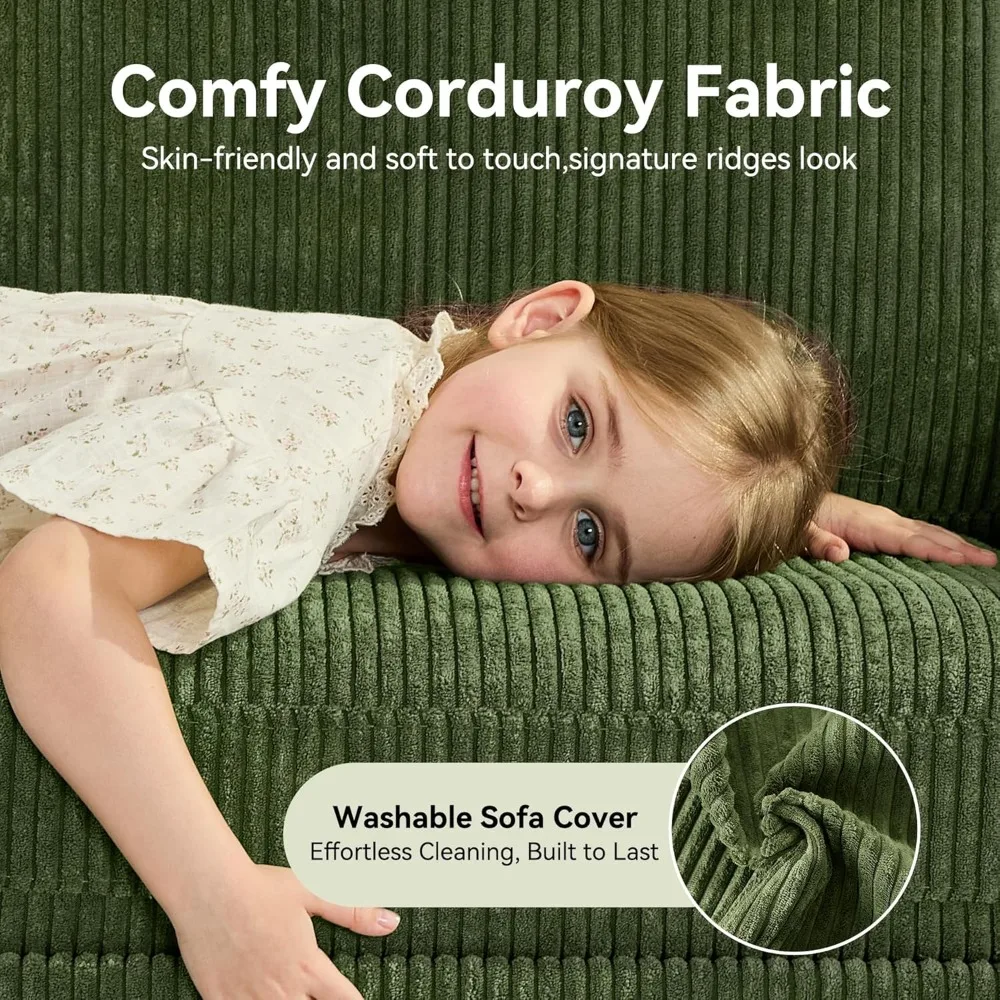 Современный зеленый вельветовый двухместный диван середины века — удобный диван 68 для гостиной, сборка без инструментов, приятный для небольшого пространства