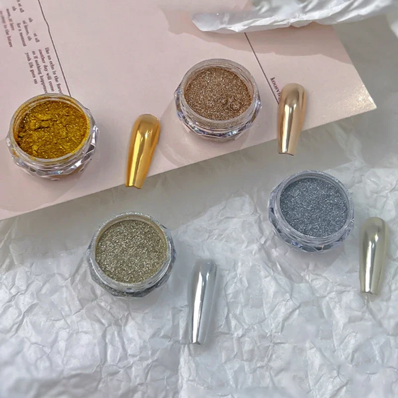 1 Jar Nail Art Mirror Powder Super Bright Pearl Metal Shiny Decorative Dust High-End Feelings Nail Decoration Accessories