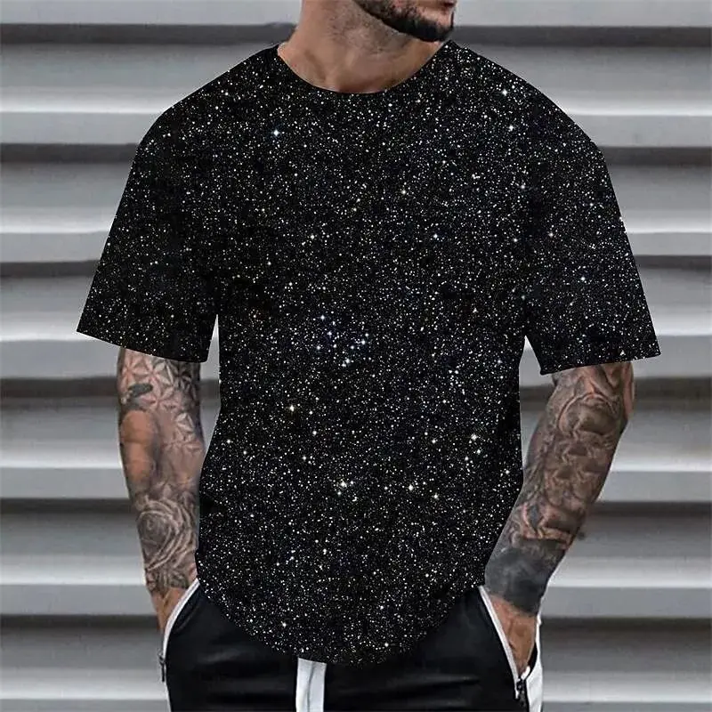 Mode Herren schnell trocknendes T-Shirt 3d Pailletten druck kurz ärmel ige Sommer lässig Rundhals