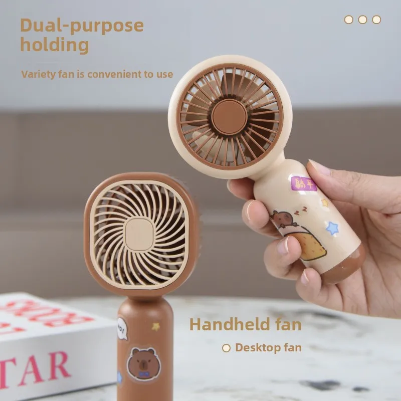 New Cartoon Themed Best-selling Solid Color Handheld Small Creative USB Charging Fan, Student Mini Portable Fan