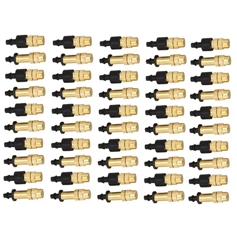 50PCS Adjustable Sprayer Brass Misting Nozzle Atomizing Sprinkler For Mini Drip Garden Watering Irrigation Spray-A68E