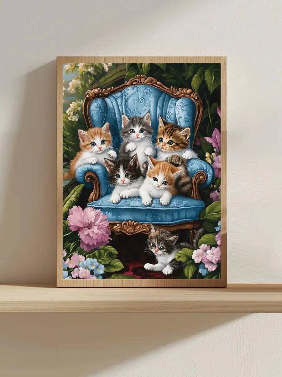 1 Stück 30X40CM/11,8*15,74 Zoll Niedliches Kätzchen Kreuzstich-Set DIY-Set 11CT/14CT Öko-Baumwollfaden Neuheit Wandbild zum Aufhängen – Detail 1