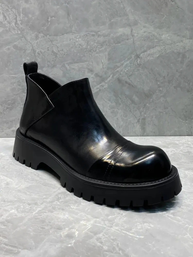 

High Quality Casual Leather Men's Shoes Comfortable Fashionable All-Match Personality Youth Trend Winter Wear Resistant Rubbe...