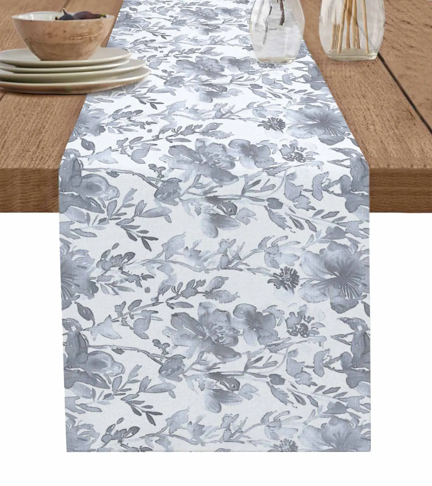 

Abstract Watercolor Flowers And Plants Modern Linen Cotton Table Cloth Decoration For Home Wedding Christmas Party