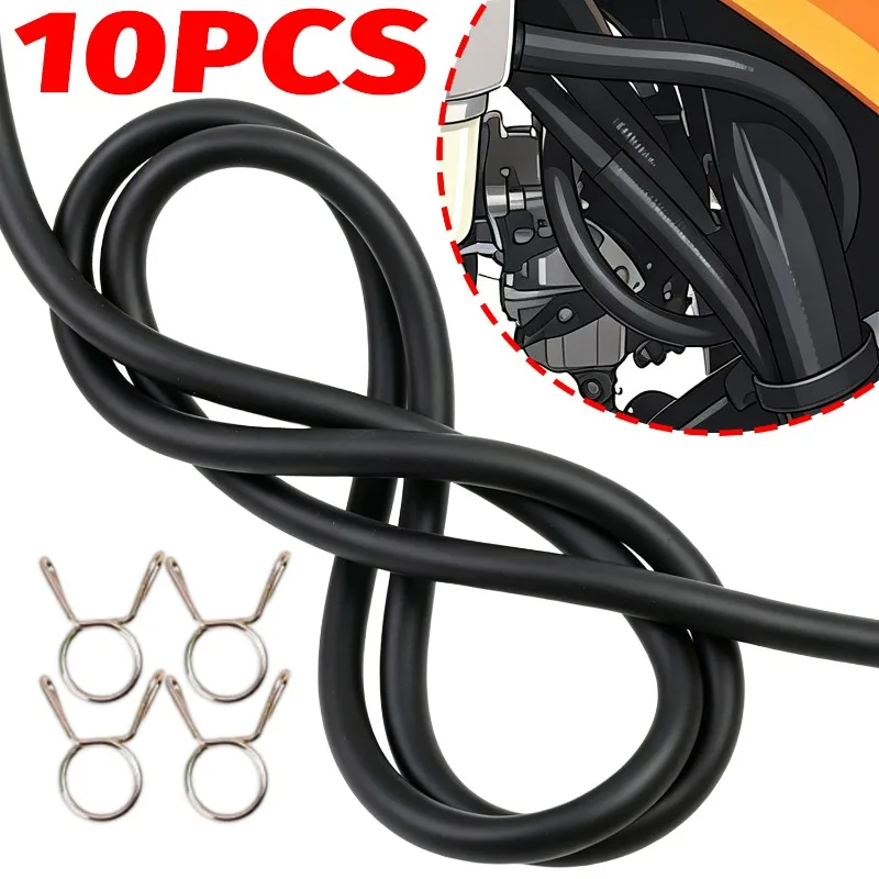 Universal Fuel Oil Hose Line Tube Flexible Leak-proof Corrosion Rubber Fuel Pipe with Clamps for Motorcycle Dirt Bike Off Road