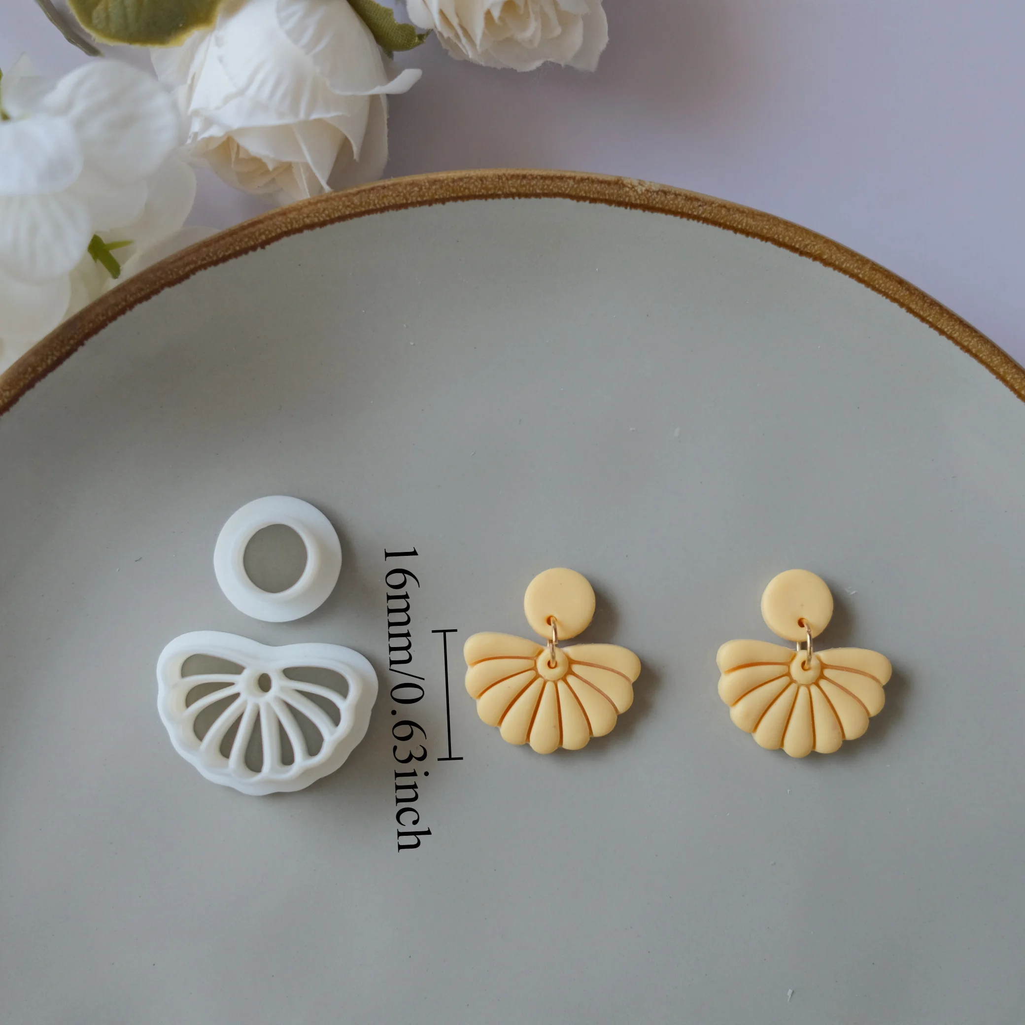 2pcs/set Texture Striped Half Circle Shape Polymer Clay Cutters for Earrings & Jewelry Making, Semi Circle Boho Clay Molds