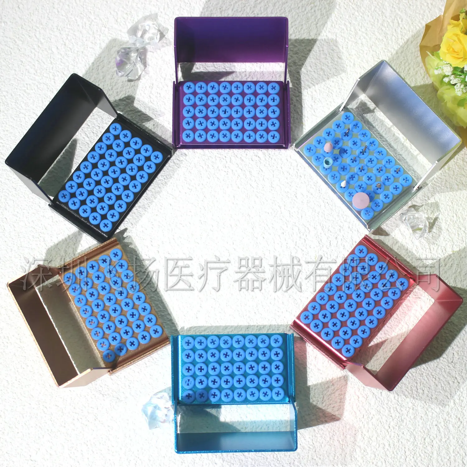 Dental Holder 40 Points Cleaning Stander Autoclave Sterilizer For High/Low Speed Dental Burs Holder Metal Box
