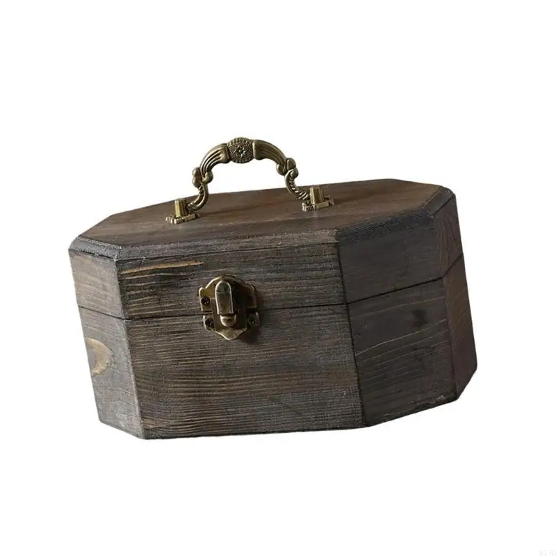 

Classical Wooden Treasure Box with Lid and Handle Storage Case for Jewelry and Accessories Suitable for Home Decoration 37JD