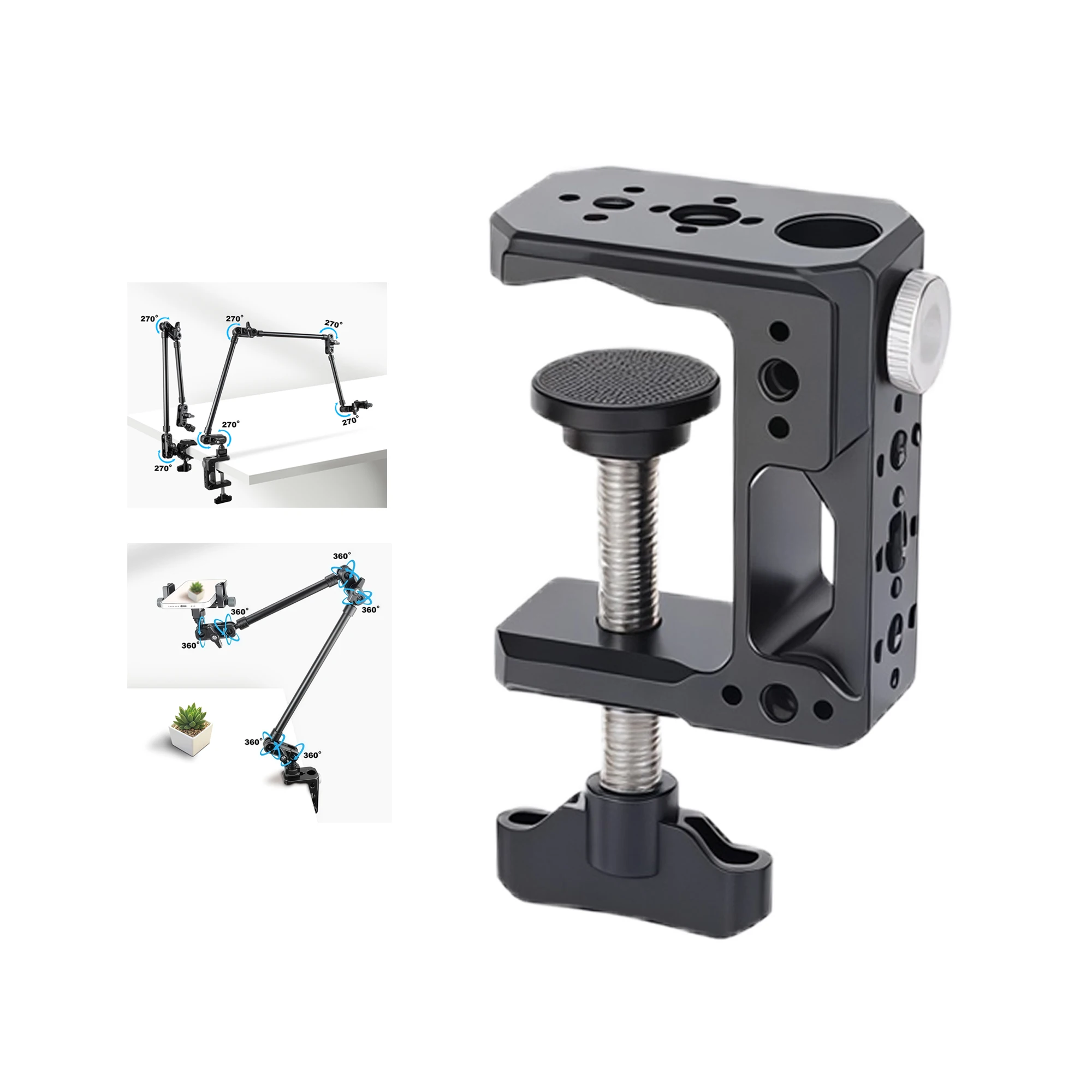 

Photography C-Clamp, Desktop Camera Mount with 1/4" & 3/8" Thread for Photo Studio Video DSLR, Camera Desktop Mount Table Desk