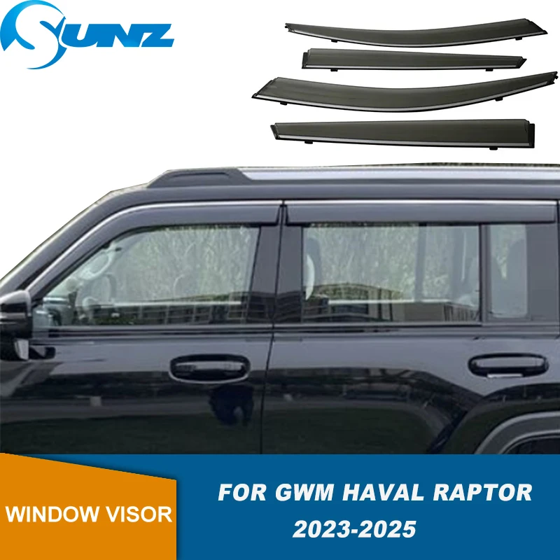 

Side Window Wind Deflectors For GWM Haval Raptor 2023 2024 2025 Car Weathershield Door Visor Wind Sun Rain Guards