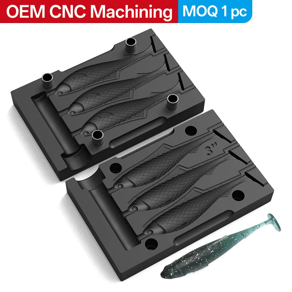 Custom DIY Soft Plastic Lure Mold - Triple-Cavity T-Tail Swimming Lure Injection Mold for Fishing Lure Manufacturing Die Casting