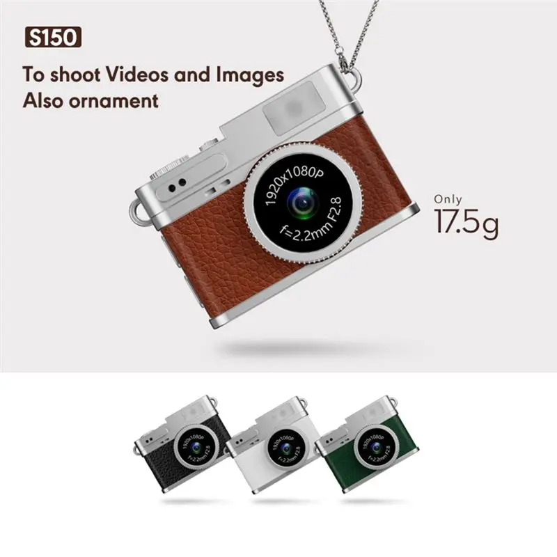 ABVO-1080P HD Retro Camera 0.96 Inch Thumb Camera Thumb Student Sports Camera Portable Video Camera Mini Necklace Camera Green