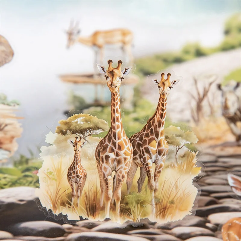 20Pcs Cute Animal theme Sticker Book Various Wild Animals Pets Versatile Decor for Diary Luggage Decorative Sticker