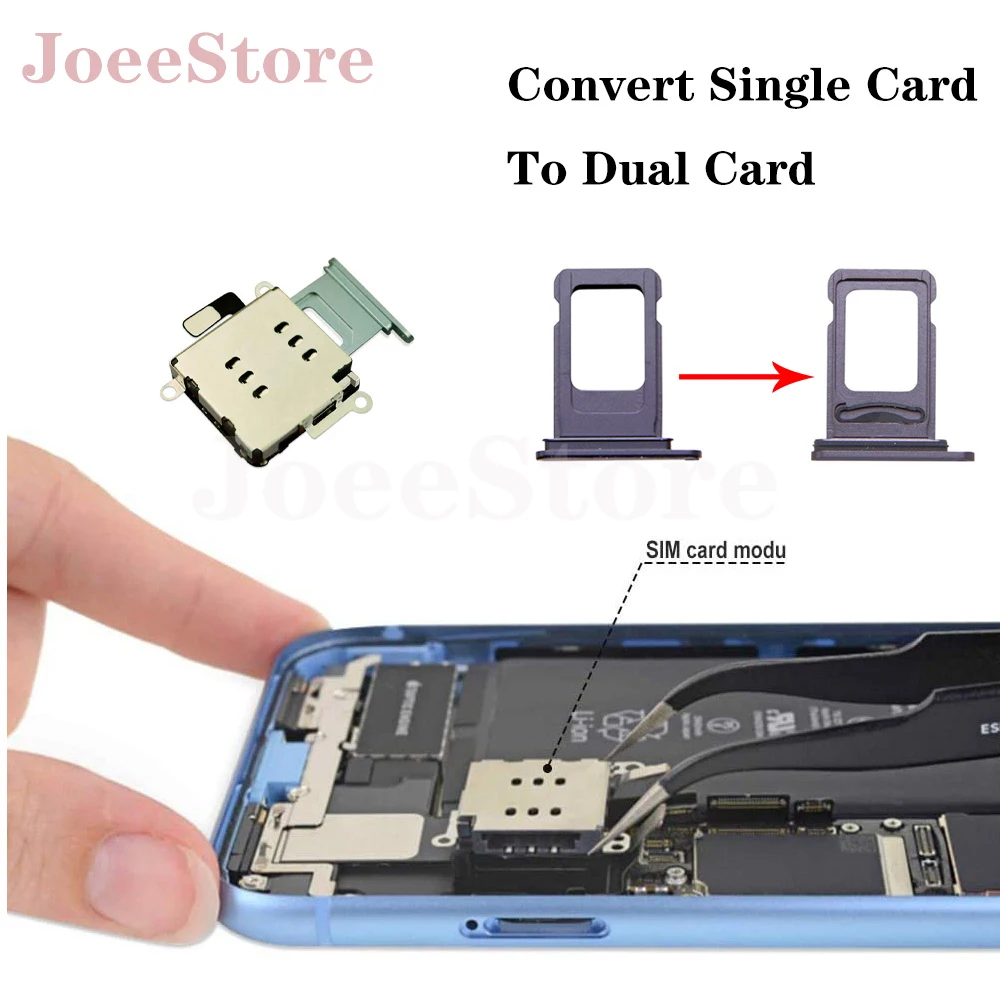 1set Dual Sim Card Reader Connector Flex Cable For iPhone 11 12 13 Pro Max XR SIM Card Tray Holder Slot Adapter Replacement Part