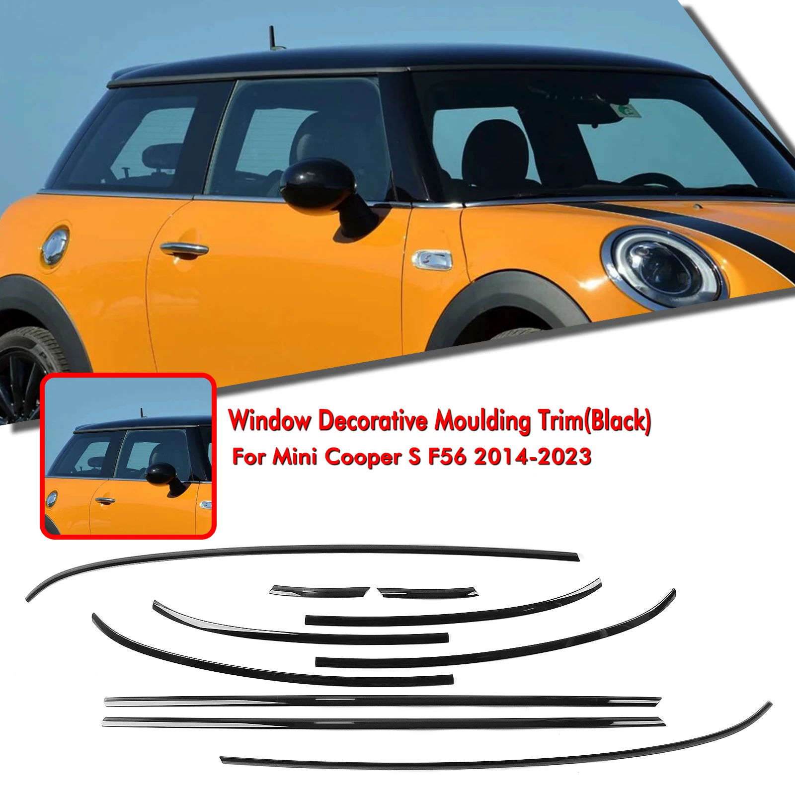 Für mini cooper s f56 2-türig 2014-2018 fenster außen dekorative form verkleidung wetterst reifen