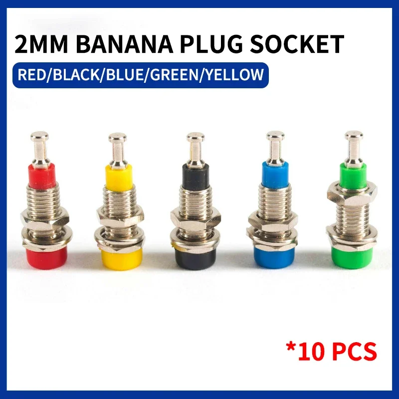 

10PCS 2mm Banana Socket 2mm Test Socket Panel Socket Safety with 2mm Banana Plug Connector