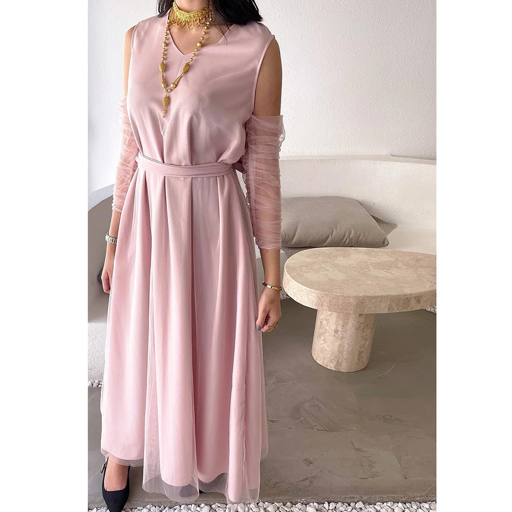 

Customized High Quality Organza A-Line Evening Dress Delicate Floor Length 3/4 Sleeves vestidos para mujer Saudi Arabia 2024